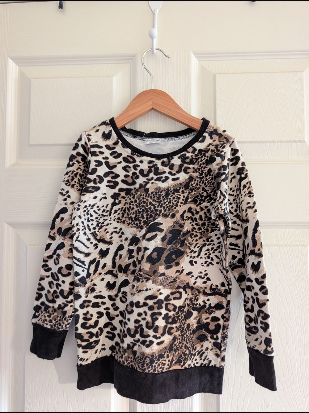 Handmade Small Shop 4T Girls Animal Print Pullover Sweatshirt - Cheetah